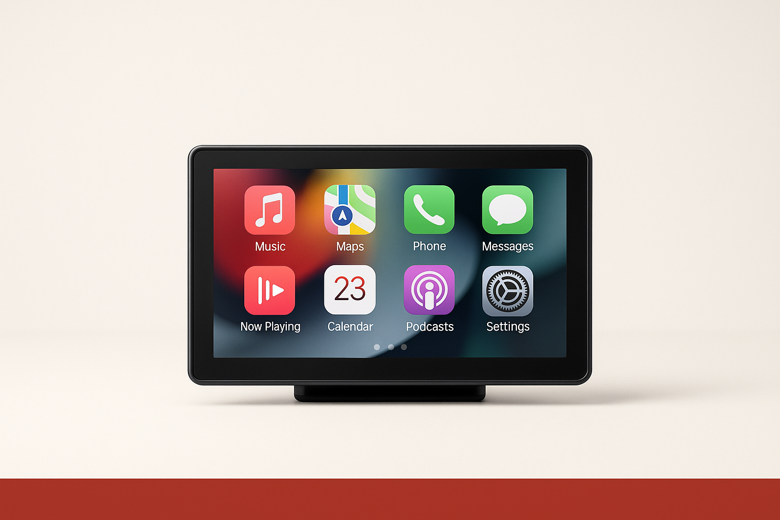 Rillmark Wayglass 8.9 portable CarPlay screen on a dashboard showing a navigation map