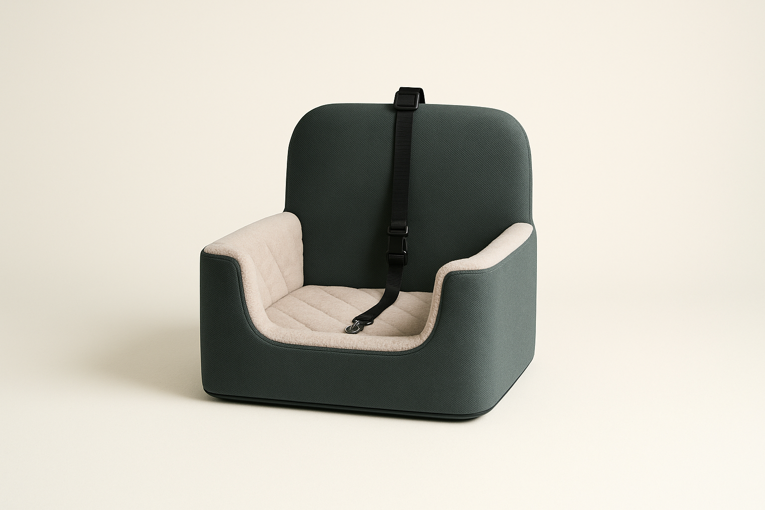 Lowstep 25 low-entry dog car seat in sage on a vehicle rear bench