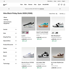 Nike's Black Friday page